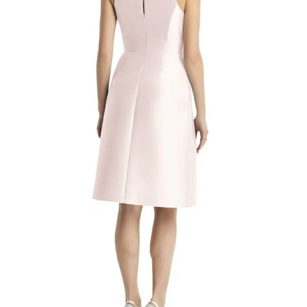 ALFRED SUNG  Jewel Neck Satin Cocktail Dress - Picture 2 of 10